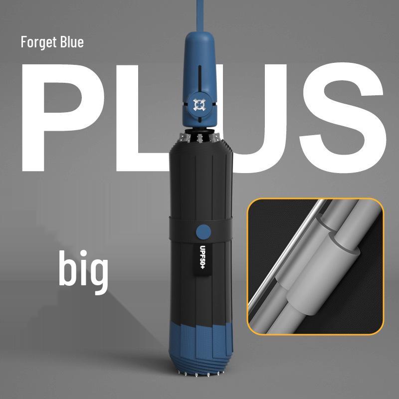 Очень большой ветрозащитный штормовой зонт с несколькими спицами и защитой от солнца, покрытие из черного клея, для дождя или солнца, складной для мужчин и женщин