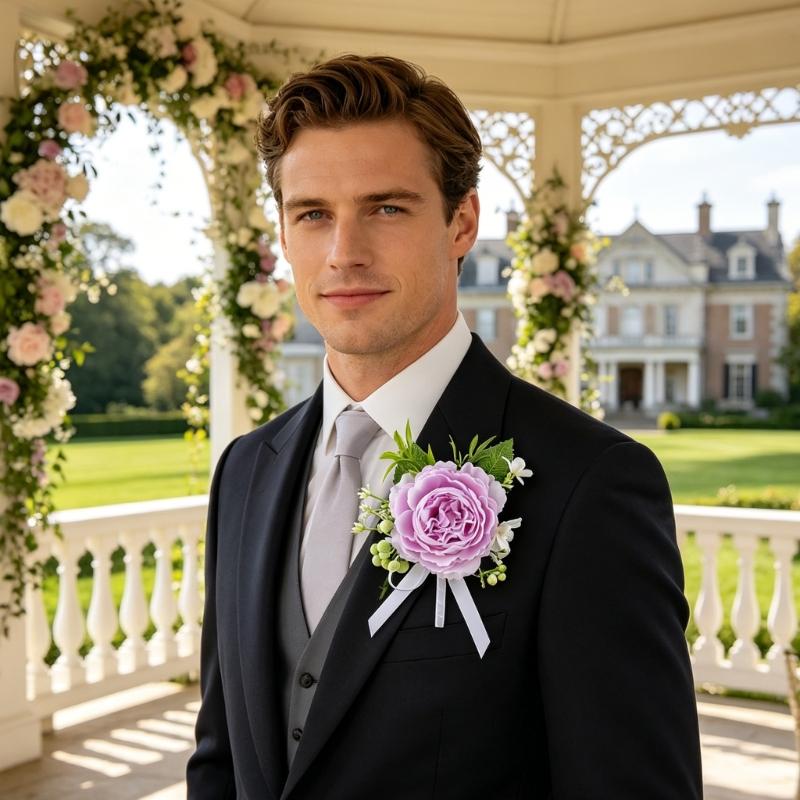 Simulated Rose Wrist Corsage Artificial Rose Wedding Boutonniere for Groom Bridesmaid Wedding Bridal Showers Proms