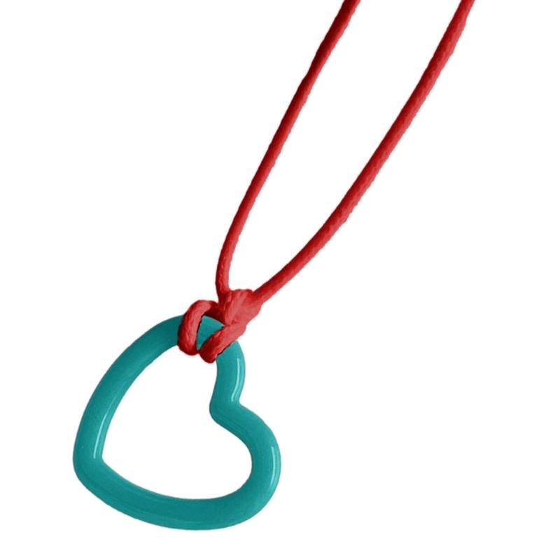 Sweet Hollow Heart Pendant Necklace Party Jewelry Fashion Statement Choker Simple Colorful Cord Collar Necklace