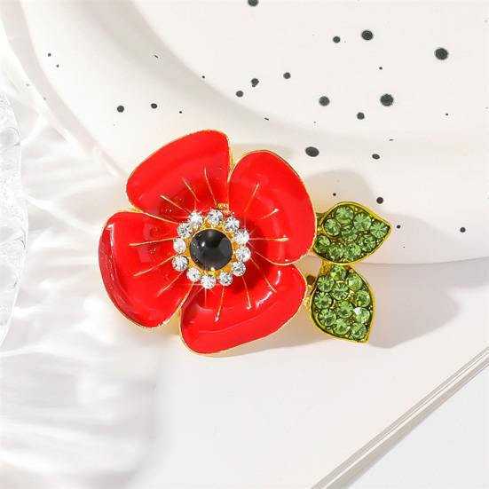 Women's Flower Brooch, Enamel Oil Drip Retro Polished Pin for Coat Collar Bag or Hat