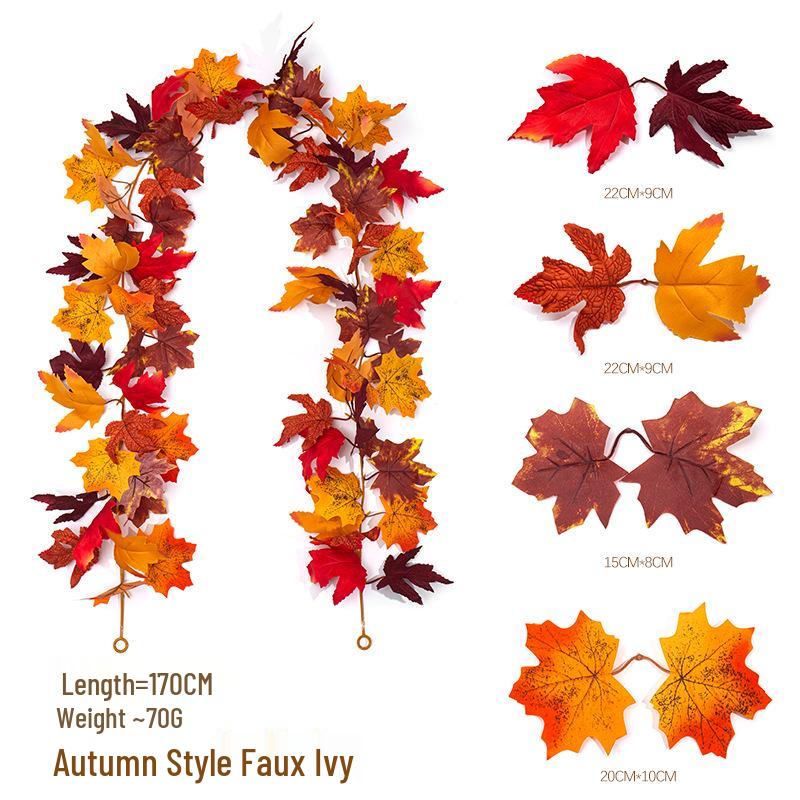 Artificial Maple Leaf Vine Fall Decoration for Thanksgiving and Halloween Wall Hanging
