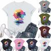 Women Fashion Printed Round Neck Short Sleeve T-Shirt Pullover Top