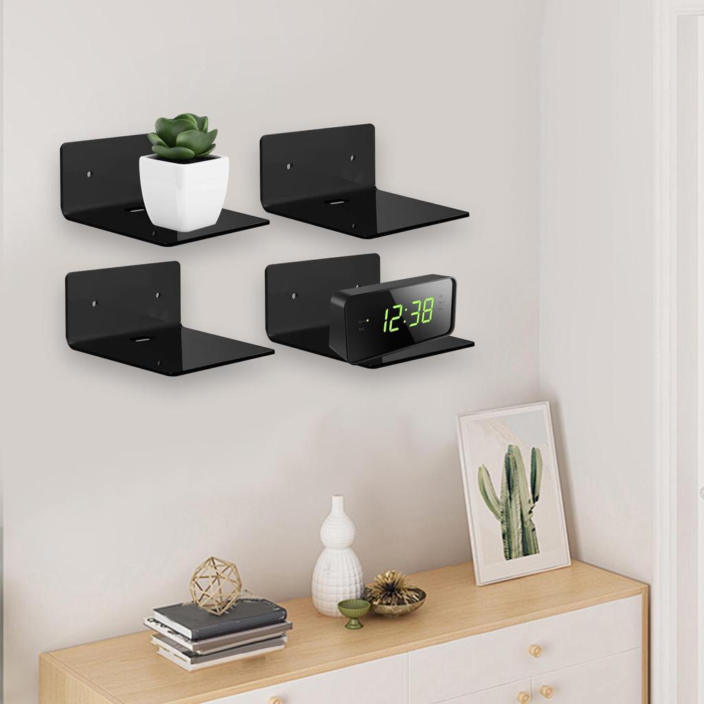 4x Wall Mounted Shelves,Hanging Rack Board Organizer,Acrylic Shelves,Small Shelves,for Bedroom