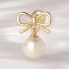 JEWNEL 14K Cute Mini Ribbon Pearl Drop Piercing Earrings