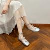 Spring 2026 new French retro heavy industry water diamond bow shallow toe flat ballet single shoe for women Mary Jane