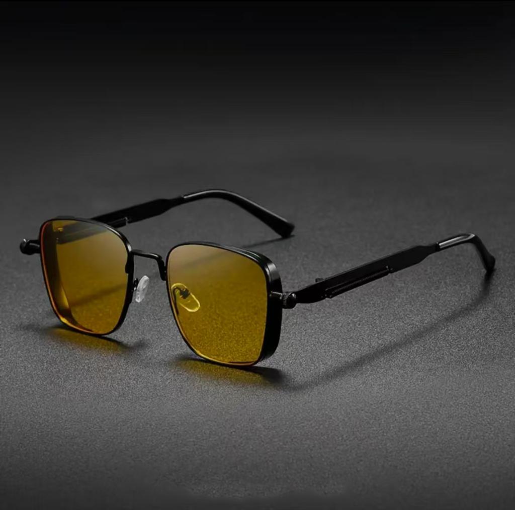 Ретро Крутые Стимпанк Квадратные Металлические Очки с Пружинными Дужками для Мужчин Женщин Вечеринка Отпуск Путешествия Вождение Рыбалка