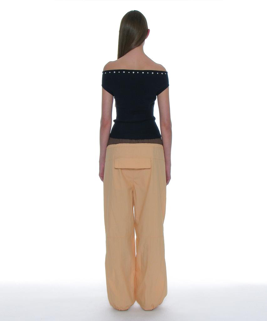 PARTIMENTO WOMEN Double Waist Parachute Pants_Orange