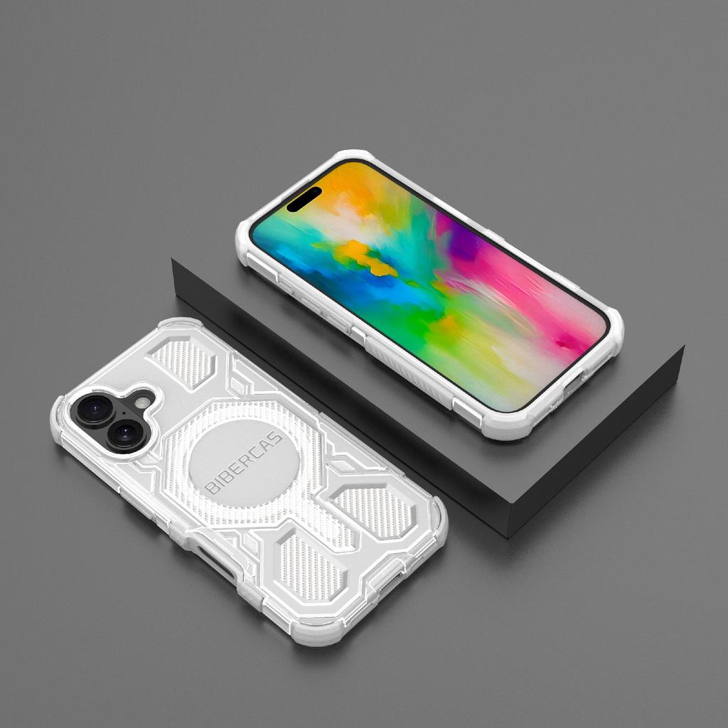 BIBERCAS J-16 Transparent Series For iPhone 16 Case Compatible with MagSafe TPU+PC Phone Cover