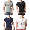 Summer Men Top Short Sleeves O Neck Slim Fit Solid Color Thin Elastic Mid Length Casual Pullover Daily Homewear Sport T-shirt