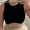 Tank Tops Women Sexy Sleeveless Camisole Tube Crop Tops Female Diamond Tassel Short Camis Tank Lady Slim Crop Vest Tops