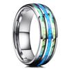 Fashion 8mm Men Black Stainless Steel Rings High Polished Blue Abalone Shell for Men Wedding Party Jewelry Anniversary Gifts