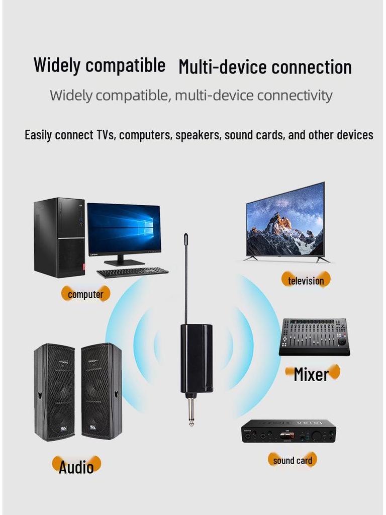 Универсальный двойной беспроводной UHF-микрофон с зарядкой для сцены, KTV, дома или использования на улице - Дальность 50 м