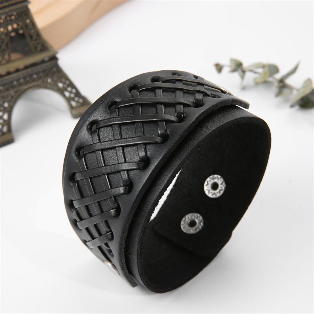 Мужской европейский и американский ретро браслет из натуральной кожи в стиле панк, плетеный, многослойный, регулируемый.