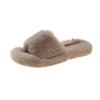 Large Size Fluffy Slippers Spring and Autumn High-end Winter Wear Versatile Lazy Flat Bottom Plush One-word Home Cotton Slippers