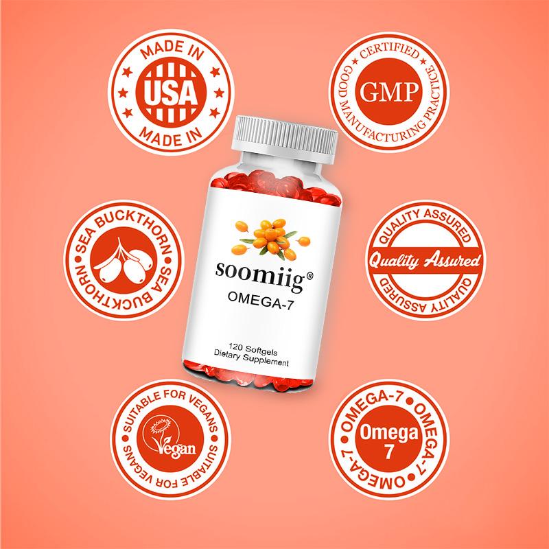 Omega 3-7-9 plant-based dietary supplement, beneficial for heart, hair, nail, and skin health, 120 softgels.
