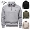 Callaway 2025 New Autumn/Winter Embroidery Half Zipper Hoodie Stand Up Collar Trendy Versatile Plush Men's Hoodie