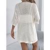HNXC Summer Hollowed-out Short-sleeved Knitted Cardigan for Vacation Sun Protection Women's Wear