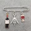 Fashion Cute Red Wine Glass Pin Red Wine Bottle Cup Pendant Brooch Enamel Pin Couple Best Friends Brooch Jewelry Gifts