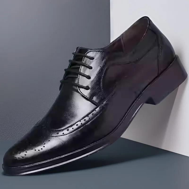 Мужская классическая ретро обувь Мужская деловая кожаная обувь на шнуровке Платье Офисные балетки Мужские Оксфорды для свадебной вечеринки Рабочая обувь
