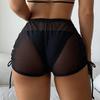 Women's Mesh Transparent Bikini Cover Summer Beach Shorts Drawstring Swimwear