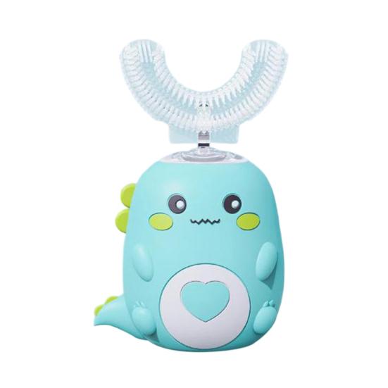 Детская U-образная электрическая зубная щетка IPX7 Водонепроницаемая 2 режима Регулируемая 360-градусная чистка с изображением динозавра для малышей Мальчиков и девочек Перезаряжаемая зубная щетка