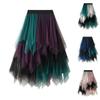 Женская модная цветная юбка с эластичной талией и неровной сеткой, полудлинная