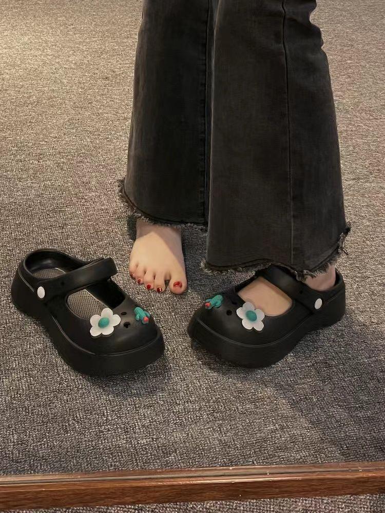 Обувь для женщин 2024 года, летние мюли с круглым носком, босоножки, высокие женские тапочки, белые шлепанцы с каблуком Cloud, новая коллекция 39 Eva WI