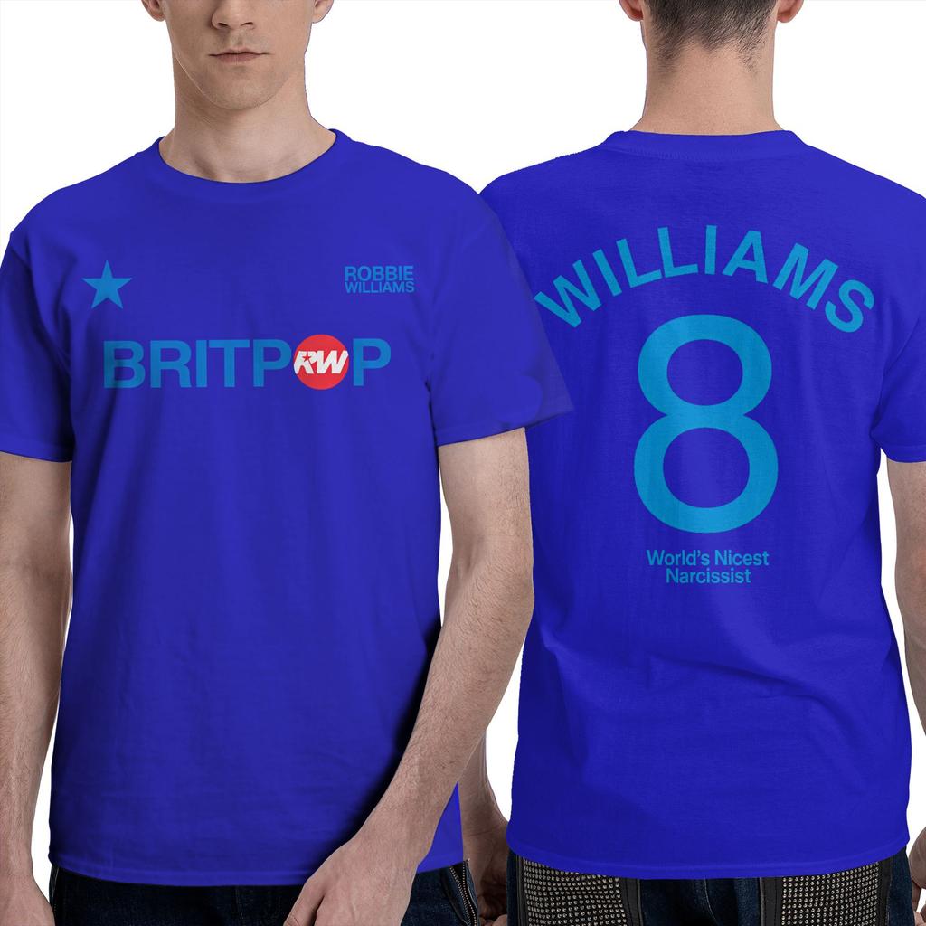 Смешные футболки Robbie Williams Britpop Tour 2025 для мужчин С круглым вырезом 100% хлопок Футболка с коротким рукавом Одежда больших размеров