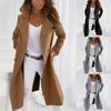 New Fashion Women Lapel Woolen Coat Casual Loose Long Trench Coat Autumn Winter Overcoat Long Jacket Windbreaker Plus Size