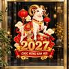 Многоразовое Оконное Искусство для Дома 2027 Год Овцы по Восточному Календарю Наклейка, Вьетнамский С Новым Годом Статичные Двусторонние Праздничные Наклейки Декаль, Съемная Наклейка