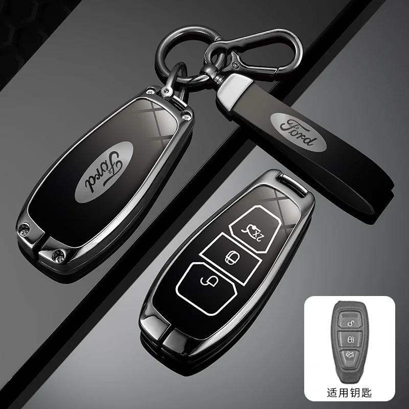 Car Sticker Hot For Ford New Leather Car Remote Key Case Keychain Accessories Holder for Ford ST Line Fiesta Focus Mondeo Ecospo