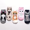 5 Pairs of Cartoon Cat Printed Socks, Cute and Breathable Plain Ankle Socks, Women's Stockings and Socks