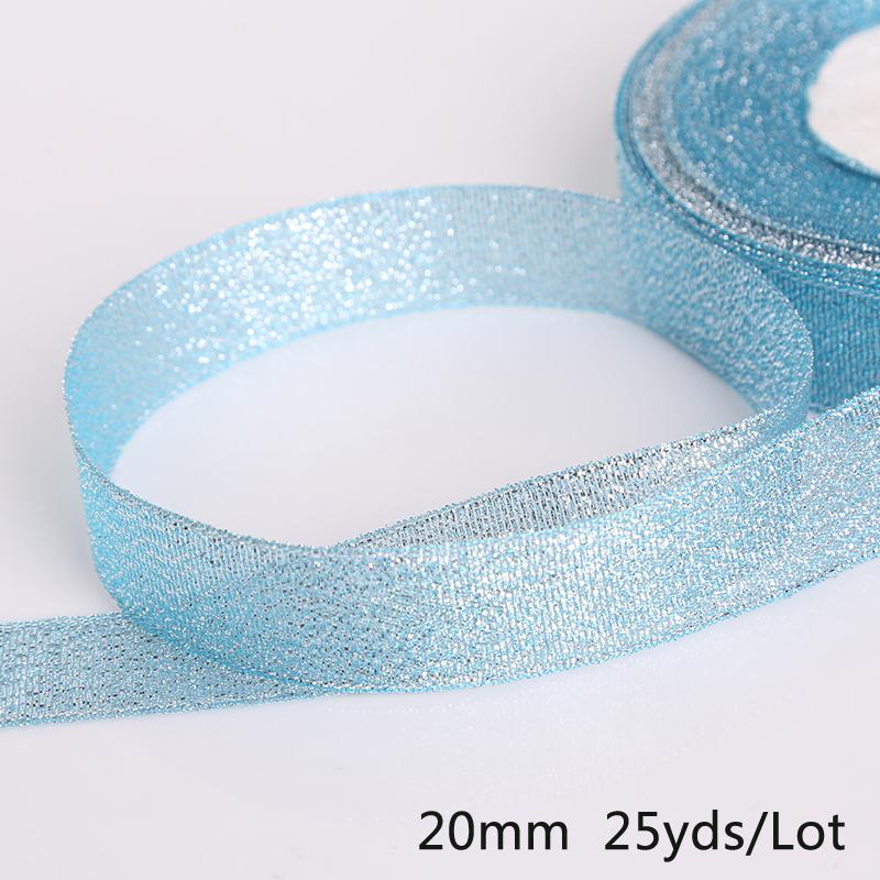 25 ярдов металлическая лента из органзы для украшения свадебной вечеринки, подарочная упаковка, рождественские ленты