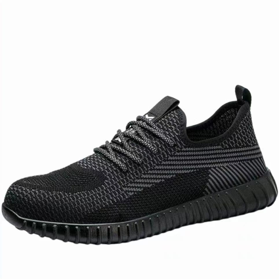 Oulylan Steel Toe Lightweight Labor Footwear Men Anti-Puncture Non-Slip Soft Sneakers Anti-Smash Fly Woven Breathable Work Shoes