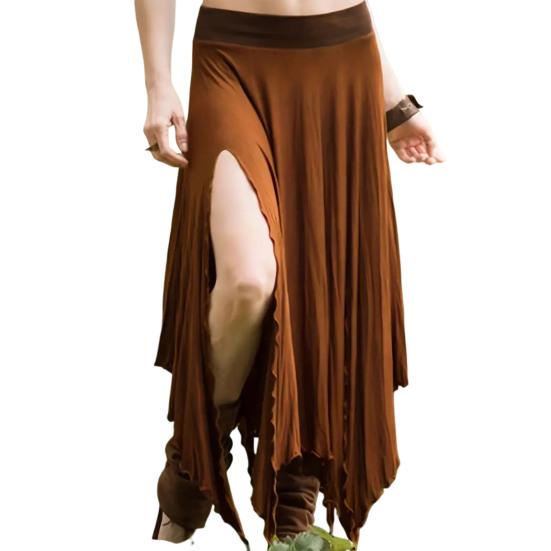 Женская юбка с высокой талией, однотонная, неровный подол, длинная юбка с боковыми разрезами, утягивающая юбка для работы, отдыха, путешествий