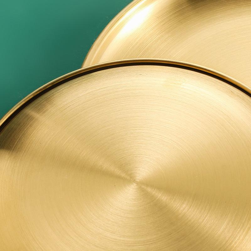 1 шт., тарелка для барбекю, круглая тарелка, тарелка с фруктами и овощами, золотая, серебряная, цвет из нержавеющей стали