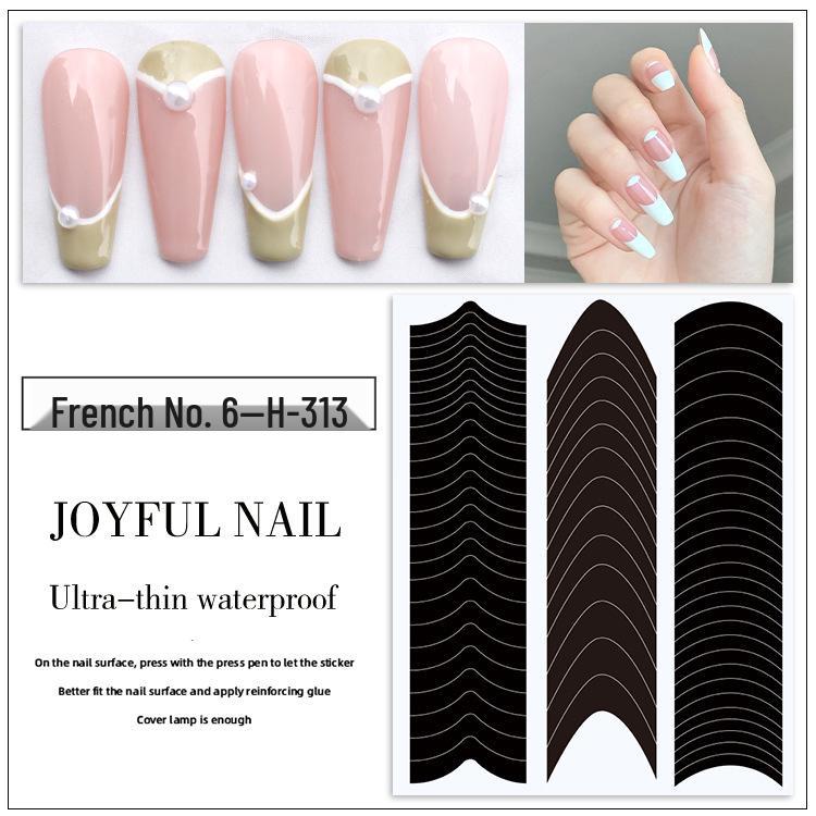 French Tip Nail Art Stickers - Crescent & V-Shaped Black Gel