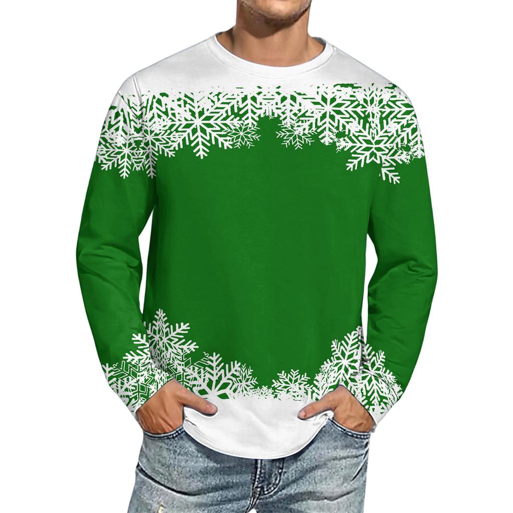 Men's Christmas Printed Imitation Cotton Long-sleeved Shirt