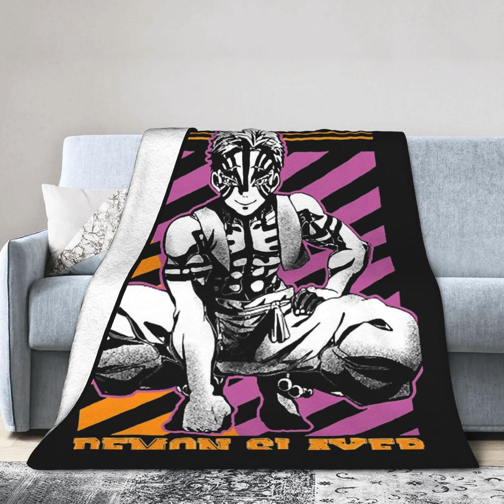 Akaza Blankets Velvet Anime Kimetsu no Yaiba Soft Throw Blanket for Car Sofa Couch Bedroom Quilt