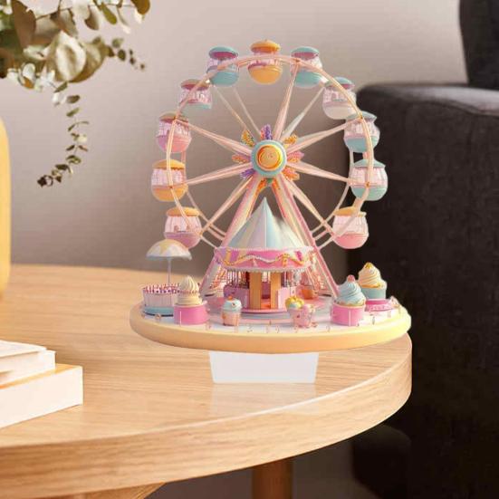 Dessert Ferris Wheel Ornament 2D Flat Acrylic Decoration with Base Non-3D Desktop