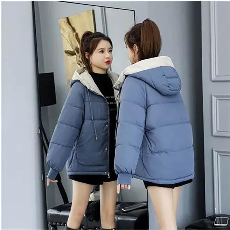 Women Down Padded Jacket Female Winter Student Korean Version Short Padded Jacket Loose Thick Jacket Parka Hooded Coat