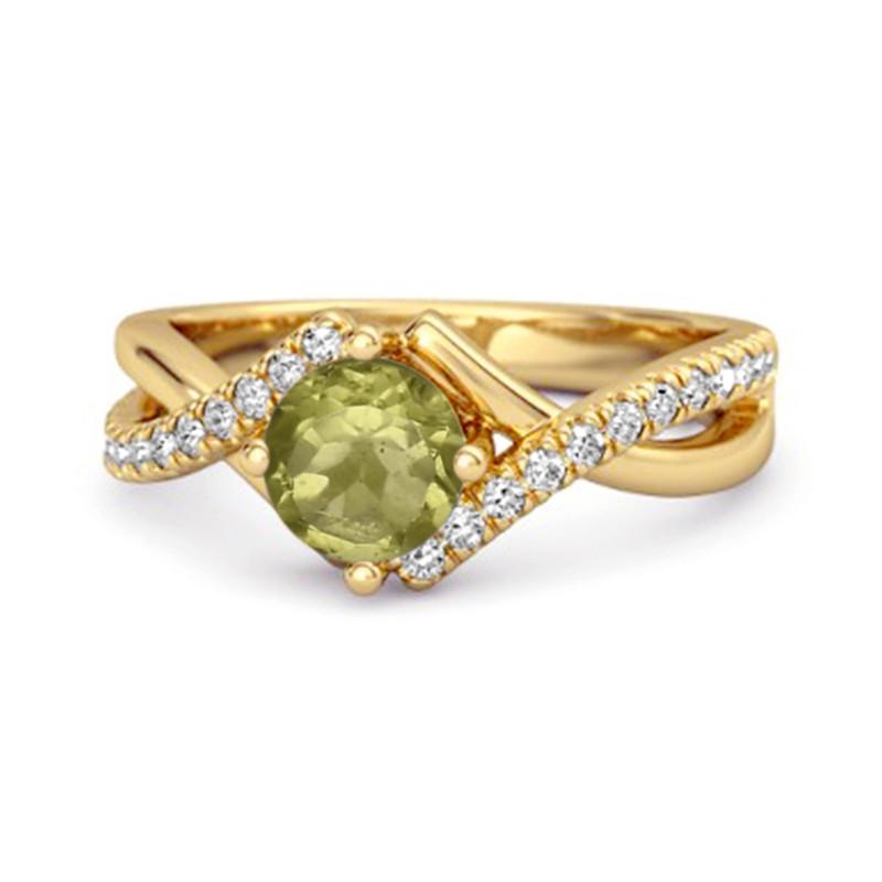 Peridot Split Band Crossover Pavé Ring - Sterling Silver Gold Vermeil