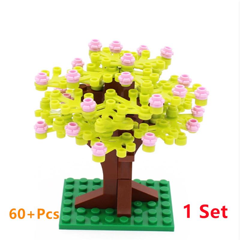 Buildings Blocks Tree Flower Sets City Plant Garden Bonsai Forest Natural City Street View Park Jungle MOC Model Toys For Kids
