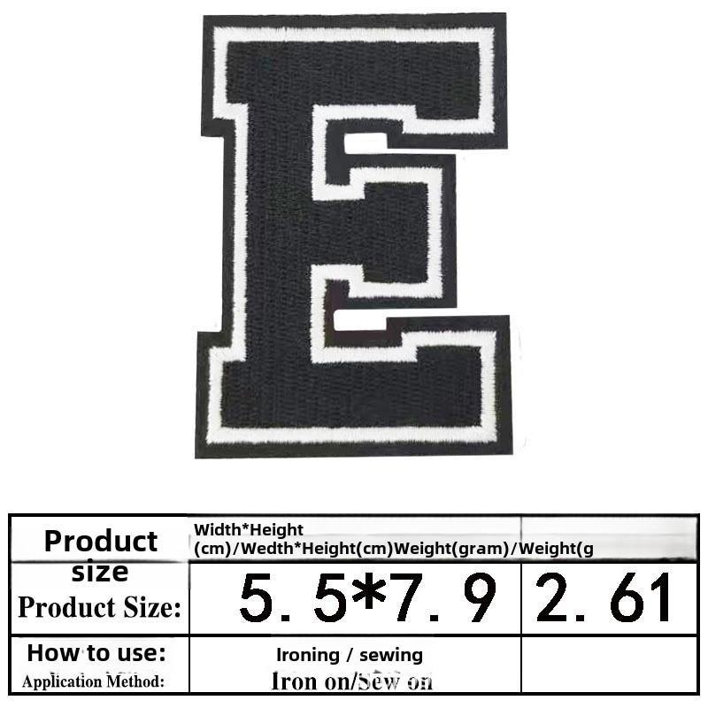 Полная вышивка алфавита и цифр на тканевой нашивке - большой значок из джерси