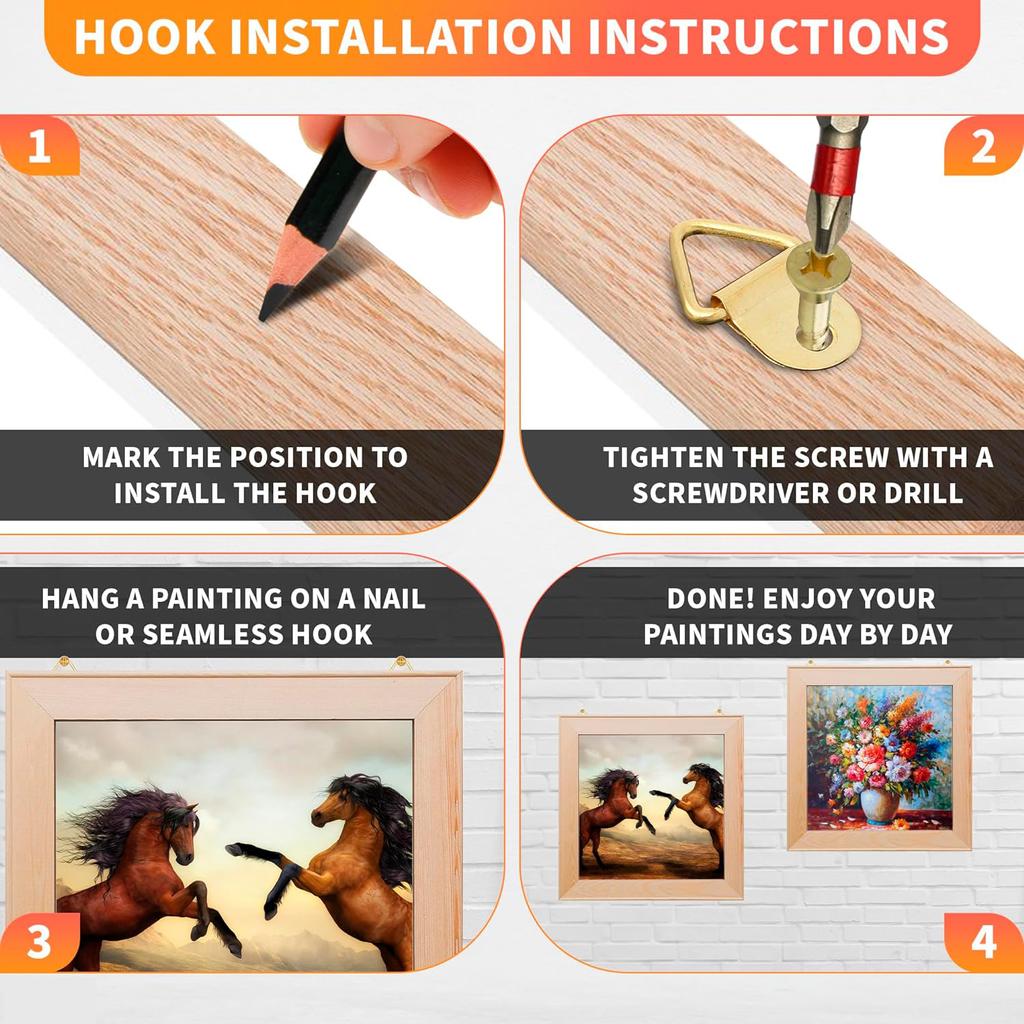 100 комплектов вешалок для картин с винтами, треугольная рама для картин, крючок, D-образное кольцо, пряжка для часов, зеркал, картин, художественных работ, рамок для картин