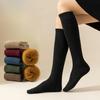 Socks Women's Winter Warm Long Stockings Thick Thermal Cotton Terry Solid Harajuku Breathable Thicken Casual Knee High Socks