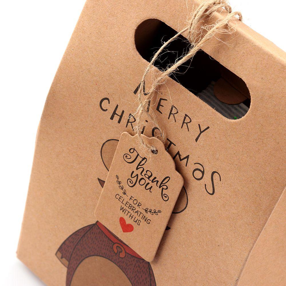 Brown Gardening Labels Handcraft Round Thank You Labels Hang Tag Merry Christmas Kraft Paper Tags