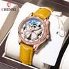 Ladies' Mechanical Watch with Hollowed Out Butterfly Dial, Fashionable Diamond Studded Waterproof Luminous Fully Automatic Mechanical Watch