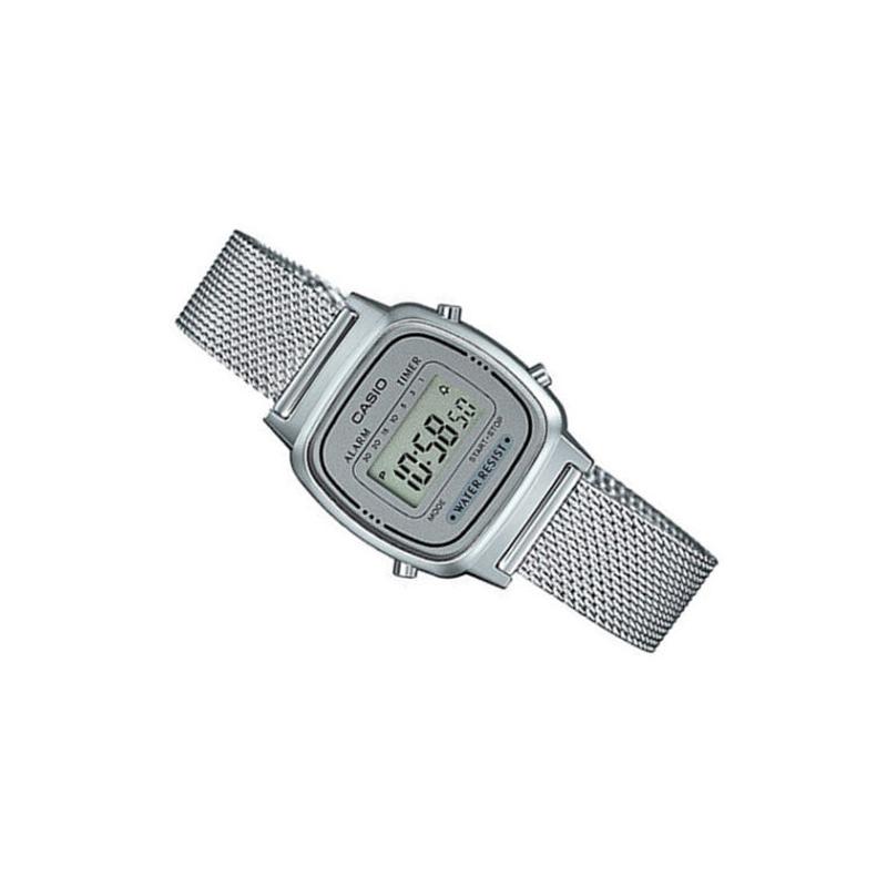 Casio Ретро маленькие часы на серебристом ремешке водонепроницаемые часы stainless steel strap кварцевый механизм stainless steel strap японские и корейские часы LA670WEM-7