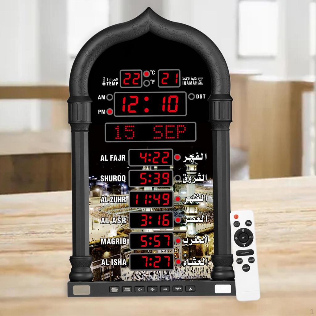 Азан часы мечеть Рамадан молитвенный календарь домашний декор светодиодный